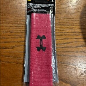 Under Armour Hot Pink Stretch Performance Headband with Black Logo Trim